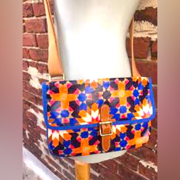 Fossil Keyper starburst floral native vegan coated canvas crossbody bag purse - Picture 3 of 10